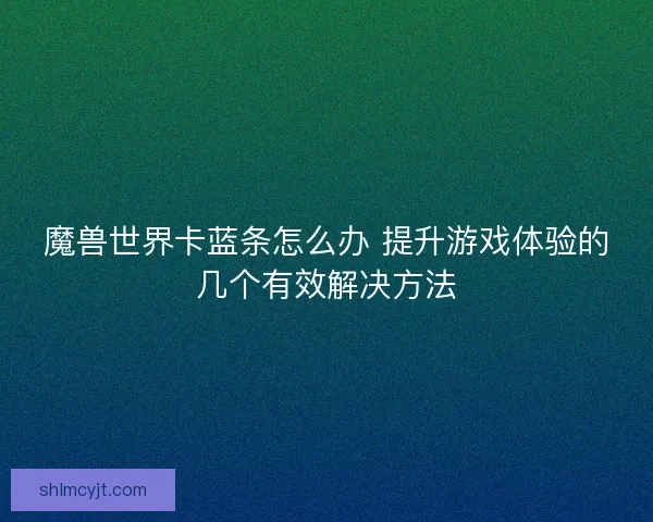 魔兽世界卡蓝条怎么办 提升游戏体验的几个有效解决方法